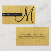 Monogram Gold Elegant Canvas Visitekaartje (Voorkant / Achterkant)