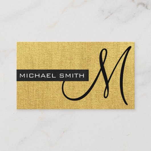 Monogram Gold Elegant Canvas Visitekaartje (Voorkant)