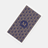 Monogram Gold en Blue Art Deco Pattern Servet (Hoek)