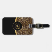 Monogram Gold en bruin dierlijk afdrukken Bagagelabel (Voorkant horizontaal)