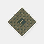 Monogram Gold en Emerald Green Art Deco Pattern Servet (Hoek)