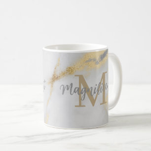 Monogram Gold en grijze marmer Koffiemok