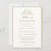 Monogram Gold en Ivory Arabic Wedding Kaart (Voorkant)
