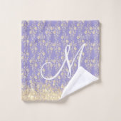 Monogram Gold en lavender Floral Bad Handdoek (Wasdoekje)