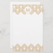 Monogram Gold en White Art Deco Pattern Briefpapier (Voorkant / Achterkant)