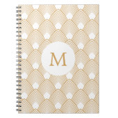 Monogram Gold en White Art Deco Pattern Notitieboek (Voorkant)