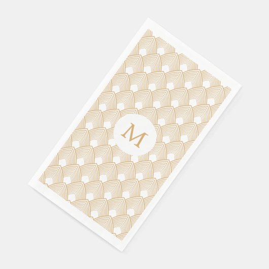 Monogram Gold en White Art Deco Pattern Servet (Hoek)