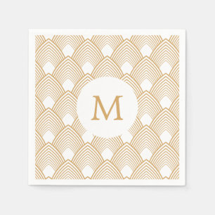 Monogram Gold en White Art Deco Pattern Servetten
