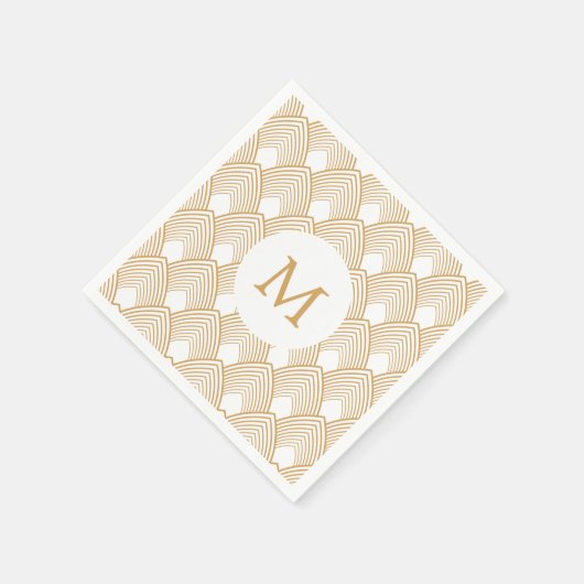 Monogram Gold en White Art Deco Pattern Servetten (Hoek)