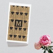 Monogram Gold en zwart art Deco Pattern Napkins Servet
