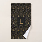 Monogram Gold en zwart Deco Patroon Bad Handdoek (Handdoek)