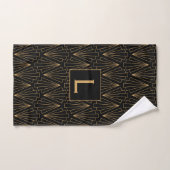 Monogram Gold en zwart Deco Patroon Bad Handdoek (Handdoek)