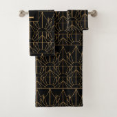 Monogram Gold en zwart Deco Patroon Bad Handdoek (Insitu)