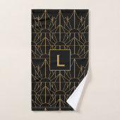 Monogram Gold en zwart Deco Patroon Bad Handdoek (Handdoek)