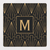 Monogram Gold en zwart Deco Patroon Labels (Design 1)