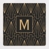 Monogram Gold en zwart Deco Patroon Labels (Design 2)