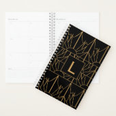 Monogram Gold en zwart Deco Patroon Planner (Display)
