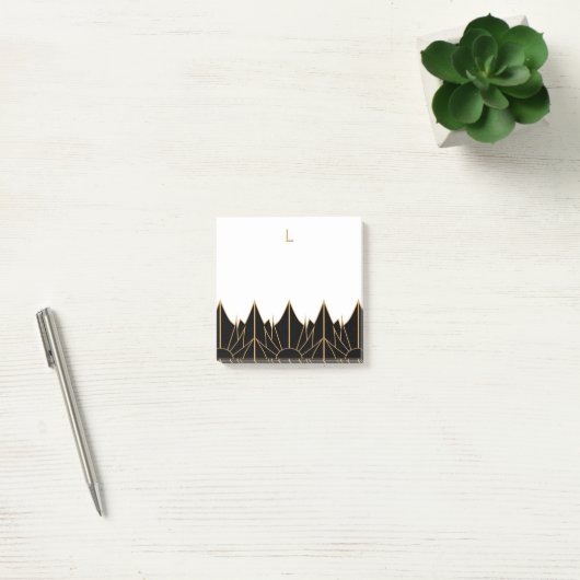 Monogram Gold en zwart Deco Patroon Post-it® Notes (Kantoor)