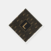 Monogram Gold en zwart Deco Patroon Servet (Hoek)