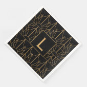 Monogram Gold en zwart Deco Patroon Servet (Hoek)