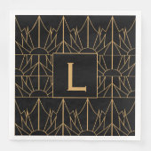 Monogram Gold en zwart Deco Patroon Servet (Voorkant)