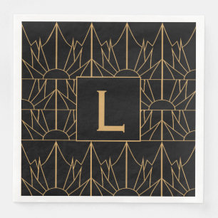 Monogram Gold en zwart Deco Patroon Servet