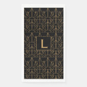 Monogram Gold en zwart Deco Patroon Servet (Voorkant)