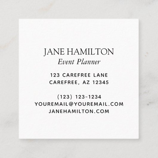 Monogram Gold Event Planner Vierkante Visitekaartje (Achterkant)