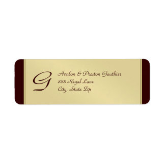 Monogram Gold Faux Metal Brown Address Label
