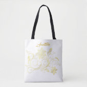 Monogram Gold Filigree Flower & Ivy on White Tote Bag (Voorkant)