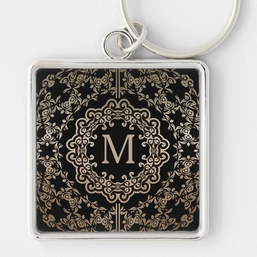 Monogram Gold Filigree Motif Sleutelhanger (Voorkant)