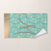 Monogram Gold Floral op Blauwgroen Groen Bad Handdoek (Handdoek)