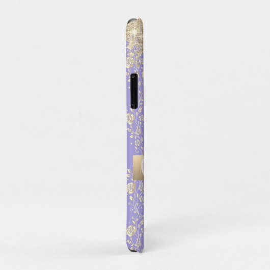 Monogram Gold Floral op Lavender Case-Mate iPhone Case (Achterkant/rechts)