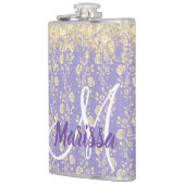 Monogram Gold Floral op Lavender Heupfles (Links)