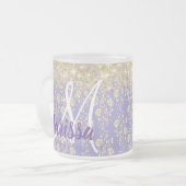 Monogram Gold Floral op Lavender Matglas Koffiemok (Voorkant links)