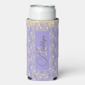 Monogram Gold Floral op Lavender Seltzer Blikjeskoeler (Seltzer Voorkant)