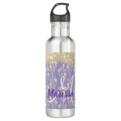 Monogram Gold Floral op Lavender Waterfles (Voorkant)
