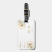 Monogram Gold Floral Wedding Gift Bagagelabel (Voorkant verticaal)