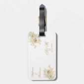 Monogram Gold Floral Wedding Gift Bagagelabel (Achterkant verticaal)