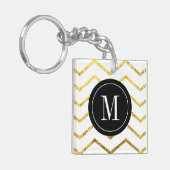 Monogram Gold Foil Chevron Sleutelhanger (Voorkant Links)