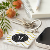 Monogram Gold Foil Chevron Sleutelhanger (Voorkant Rechts)