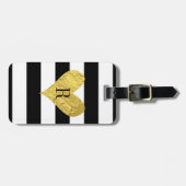 Monogram Gold Foil Heart Bagagelabel (Voorkant horizontaal)