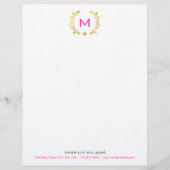 Monogram Gold Foil Laurel & Spade Briefhoofd Ontwerp (Voorkant)
