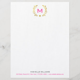 Monogram Gold Foil Laurel & Spade Briefhoofd Ontwerp