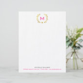 Monogram Gold Foil Laurel & Spade Briefhoofd Ontwerp (Staand voorkant)