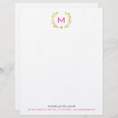 Monogram Gold Foil Laurel & Spade Briefhoofd Ontwerp (Voorkant / Achterkant)