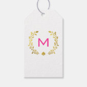 Monogram Gold Foil Laurel & Spade Cadeaulabel (Voorkant)
