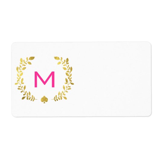 Monogram Gold Foil Laurel & Spade Etiket (Voorkant)