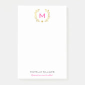 Monogram Gold Foil Laurel & Spade Post-it® Notes (Voorkant)