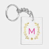 Monogram Gold Foil Laurel & Spade Sleutelhanger (Voorkant Links)